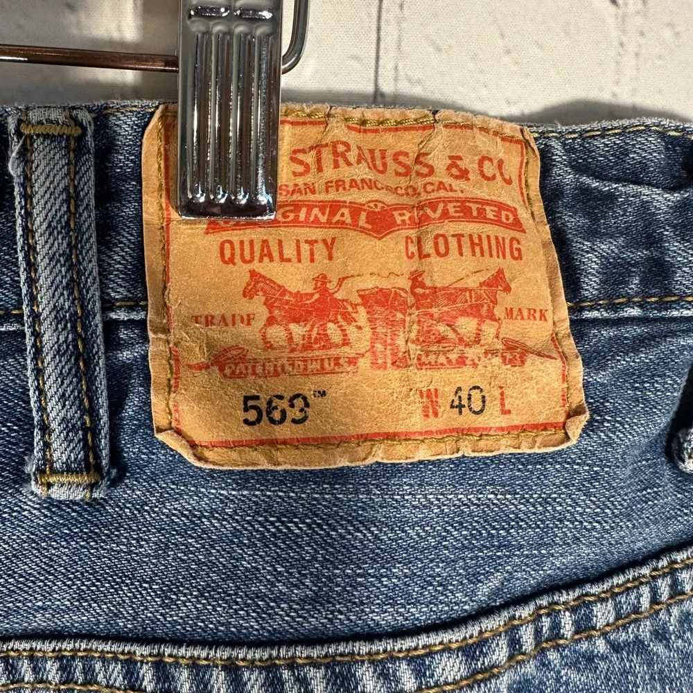 Levis 569 Loose Straight Denim Shorts Mens 40 Blue Medium Wash Cotton 1474